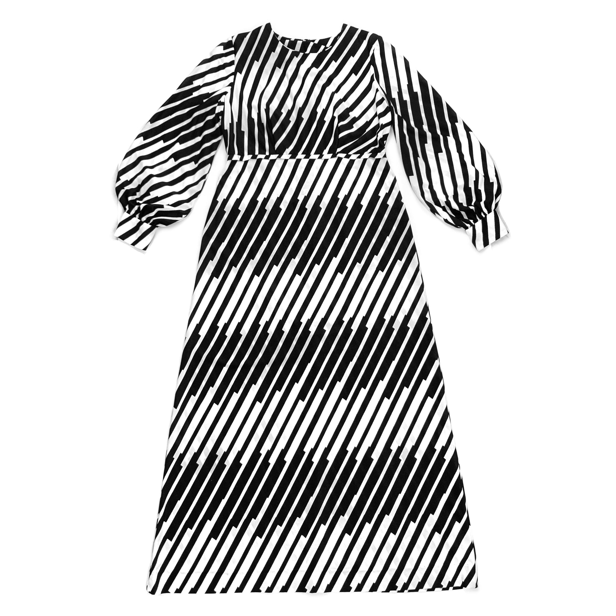 60's Vintage Black and White Mod Op Art Maxi Dress Kitsch Vintage