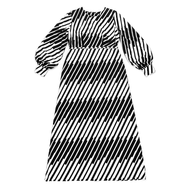 60's Vintage Black and White Mod Op Art Maxi Dress Kitsch Vintage