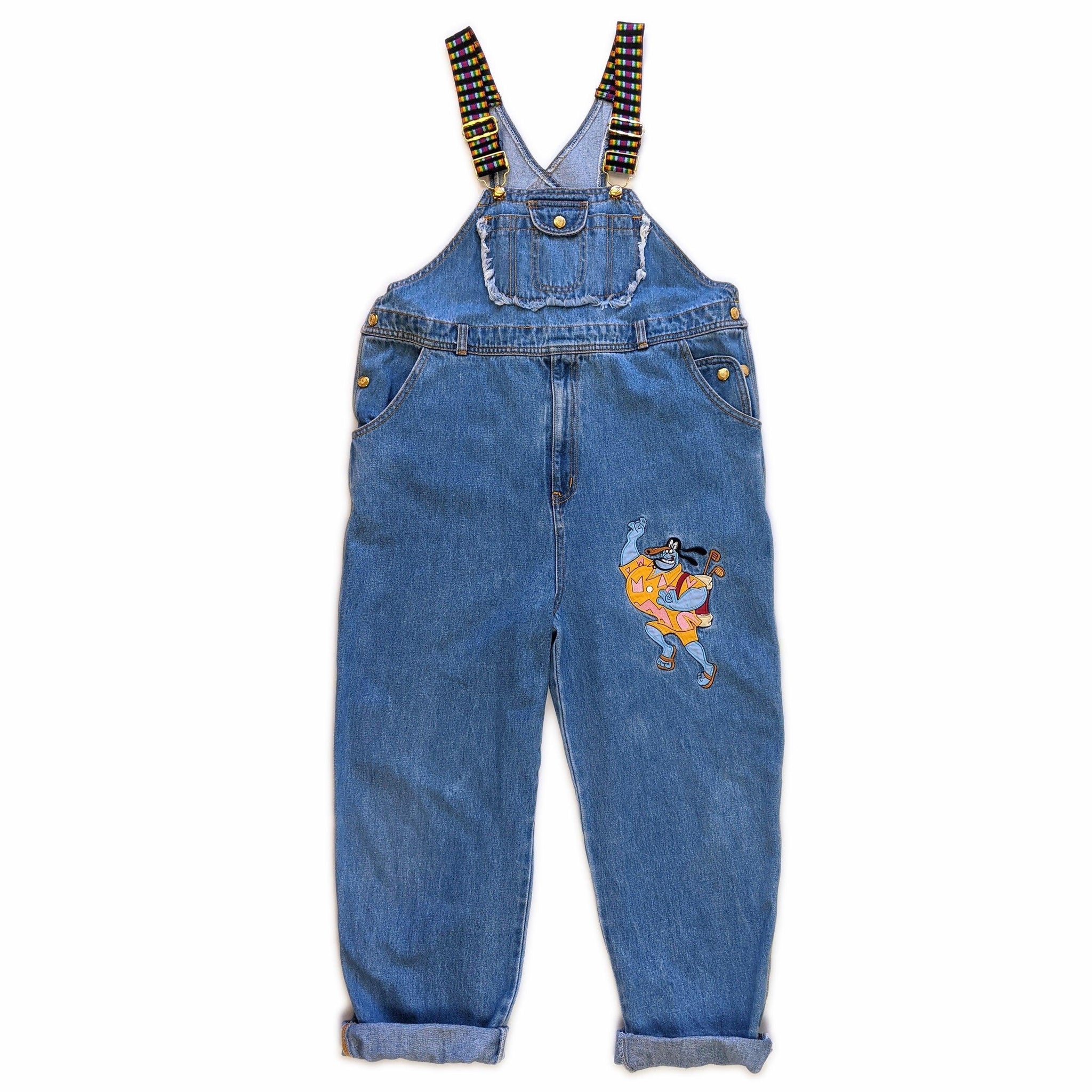 90's Vintage Denim Disney Aladdin's Genie Embroidery Overalls Kitsch Vintage