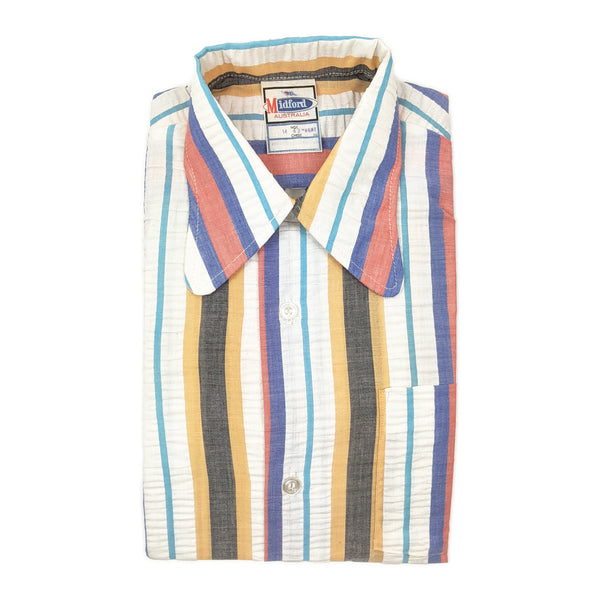 1970's Vintage Deadstock Colourful Cotton Stripey Button Up Shirt #1