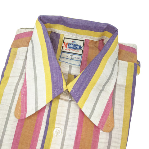 1970's Vintage Deadstock Colourful Cotton Stripey Button Up Shirt #2