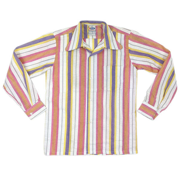 1970's Vintage Deadstock Colourful Cotton Stripey Button Up Shirt #2