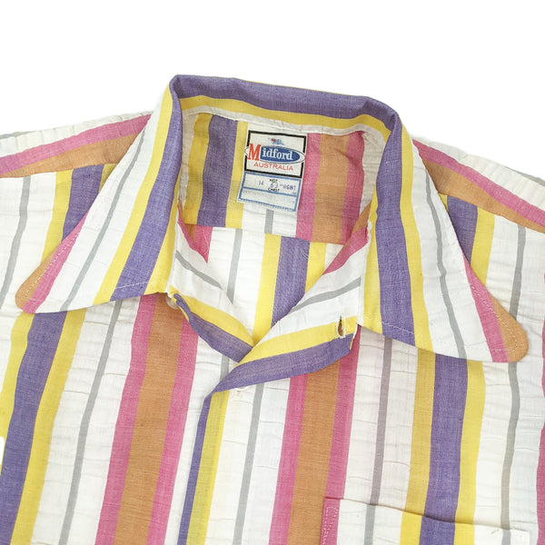 1970's Vintage Deadstock Colourful Cotton Stripey Button Up Shirt #2