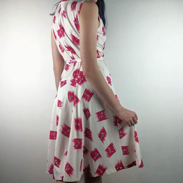 70's Vintage Colourful Midi Dress Kitsch Vintage