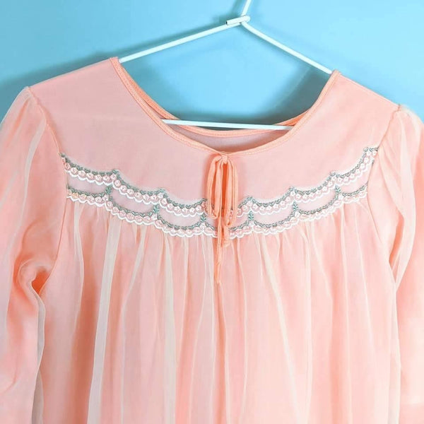 60's Vintage Dreamy Peachy Bed Dress Kitsch Vintage