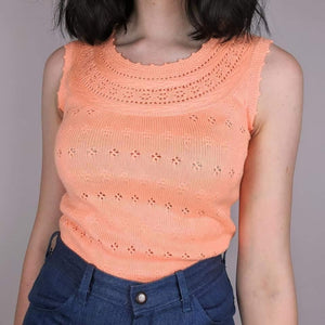 60's Vintage Peachy Knit Top/Vest Kitsch Vintage