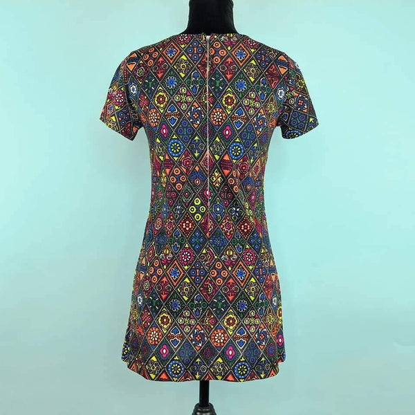 60's Vintage Psychedelics Mod Mini Dress Kitsch Vintage