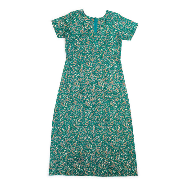 60's Vintage Teal Paisley Dress kitsch-vintage.myshopify.com