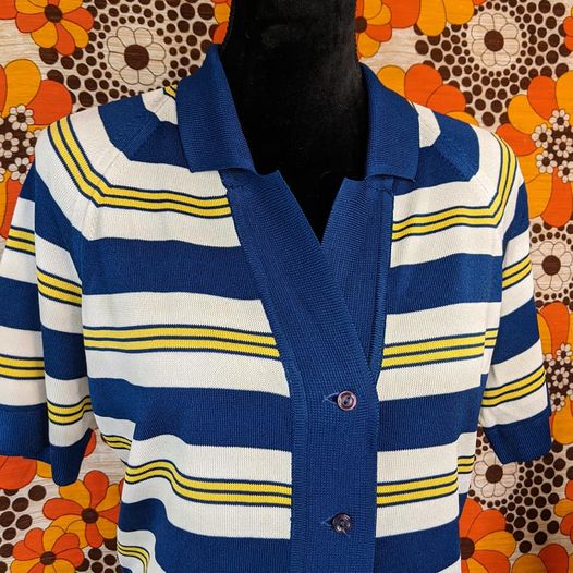 1970's Vintage Striped Groovy Button Up Top