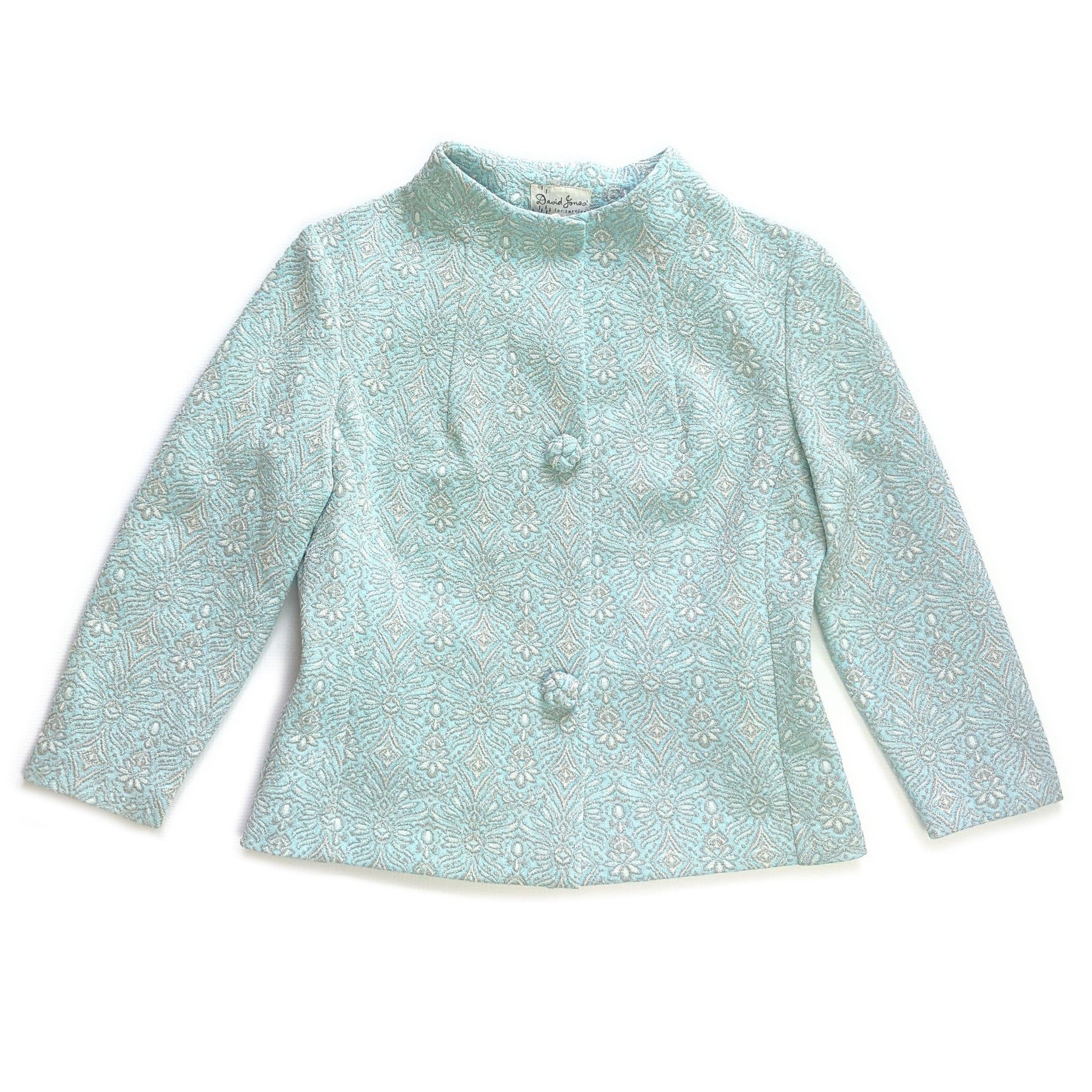 60's Vintage Minty Metallic Crimplene Top Kitsch Vintage