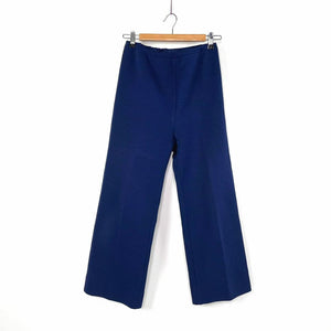 70's Vintage Blue Crimplene High waisted Pants kitsch-vintage.myshopify.com