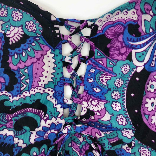 1960's Vintage Psychedelic Purple Paisley Tunic Top / Micro Mini Dress