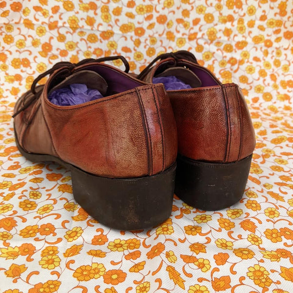 1960's / 1970's Vintage Brown Leather Chunky Shoes