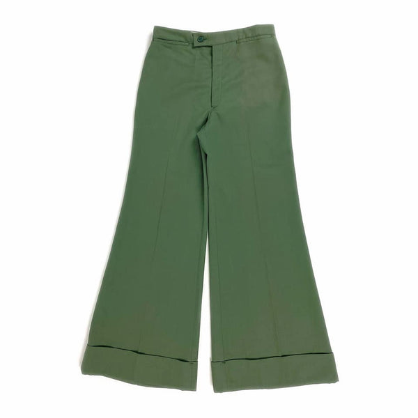 1970's Vintage Deadstock Dark Olive Green Flared Trousers