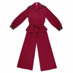 1970's Vintage Deadstock Maroon Top and Pants Set