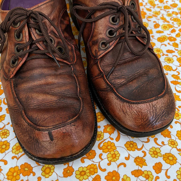 1960's / 1970's Vintage Brown Leather Chunky Shoes