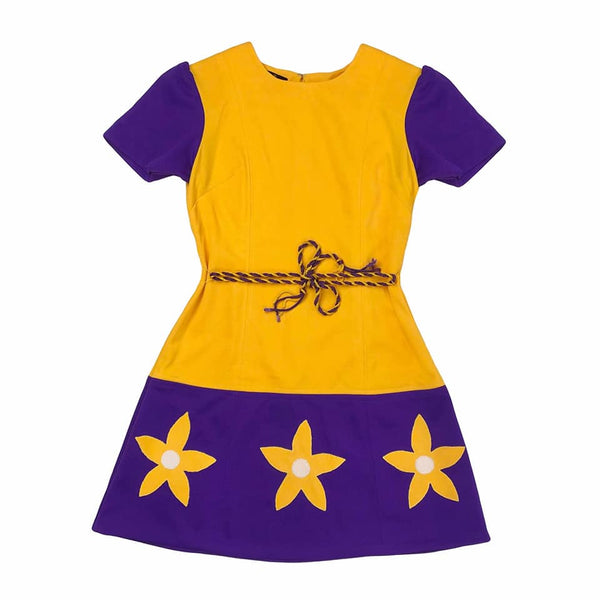 1960's Vintage Yellow and Purple Mod Mini Dress