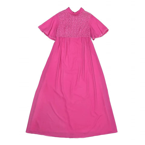 1960's Vintage Pink Chiffon Maxi Dress