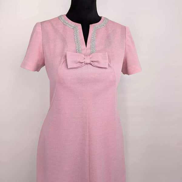 60's Vintage Pink Metallic Mod Maxi Dress