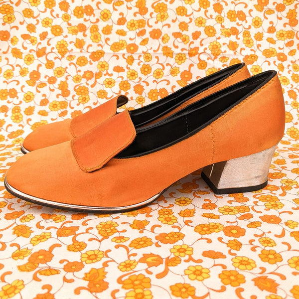 1960's / 1970's Vintage Orange + Silver Heels