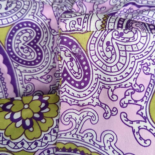 60's / 70's Vintage Purple and Lime Green Paisley Maxi Dress kitsch-vintage.myshopify.com