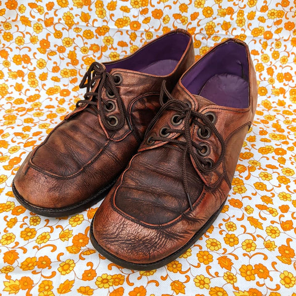 1960's / 1970's Vintage Brown Leather Chunky Shoes