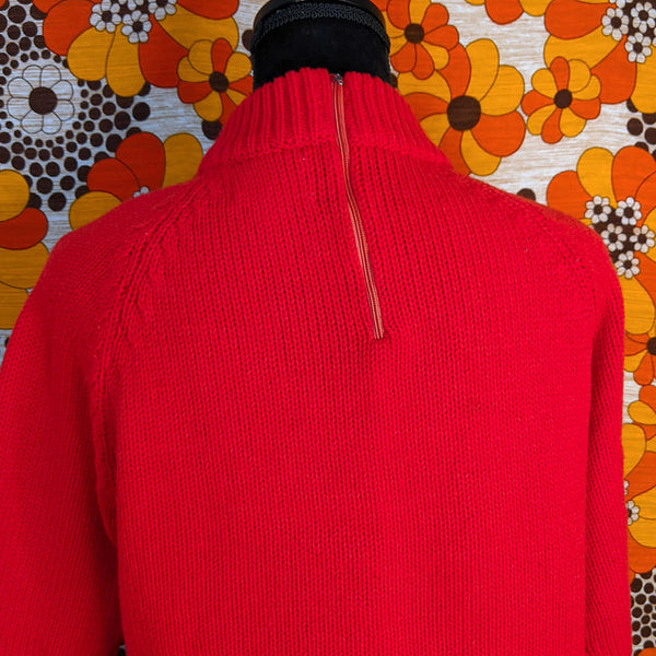 1970's Vintage Red Acrylic Knit Sweater