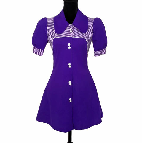 1960's Vintage Purple Mod Mini Dress