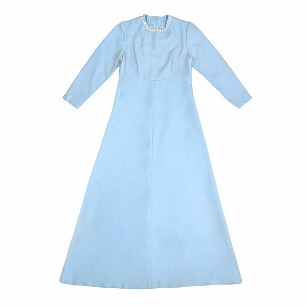 1960's Vintage Sparkly Baby Blue Maxi Dress