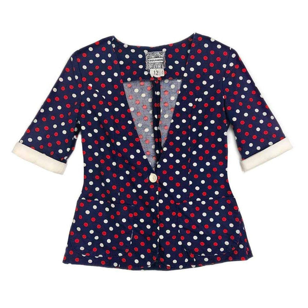 1970's Vintage Spotty Navy Blue Top