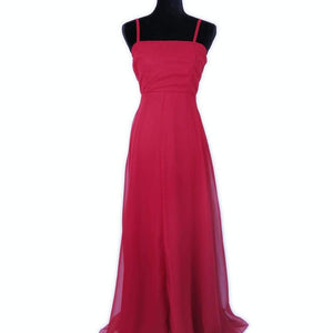 70's Vintage Red Chiffon Maxi Dress Kitsch Vintage