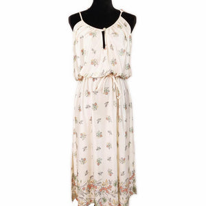 70's Vintage Floral Cream Nylon Dress Kitsch Vintage