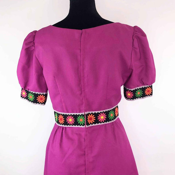 1970's Vintage Magenta Pink Mini Dress