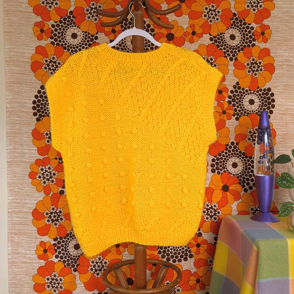 Vintage Yellow Handknit Sweater Vest