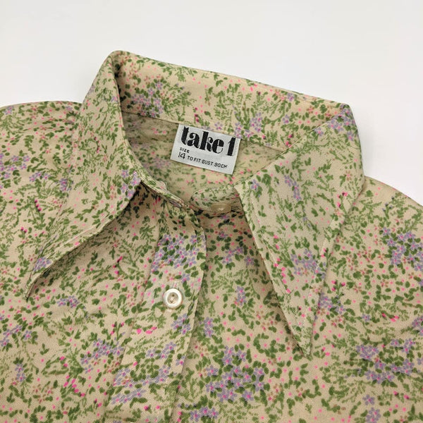 1970's Vintage Deadstock Floral Nylon Shirt #1