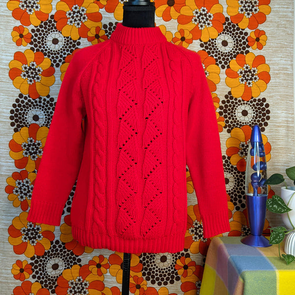 1970's Vintage Red Acrylic Knit Sweater