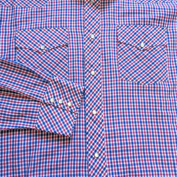 70's / 80's Vintage Western-style Plaid Gingham Button up Shirt Kitsch Vintage