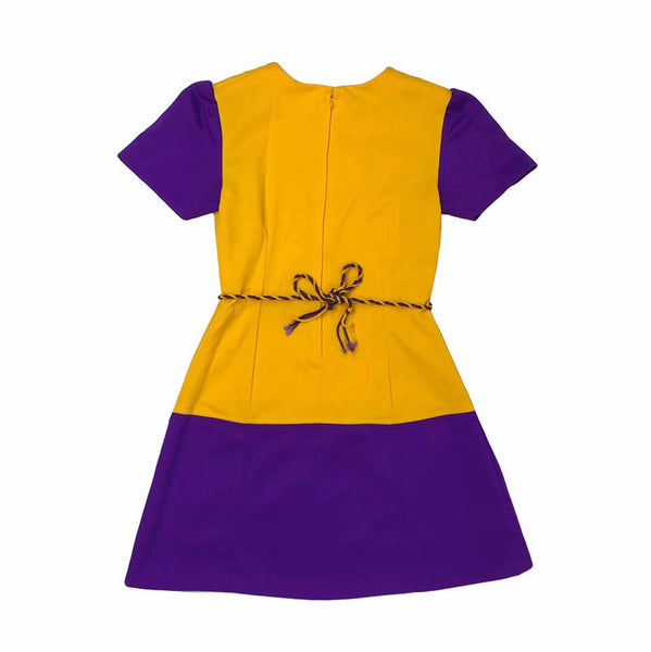 1960's Vintage Yellow and Purple Mod Mini Dress