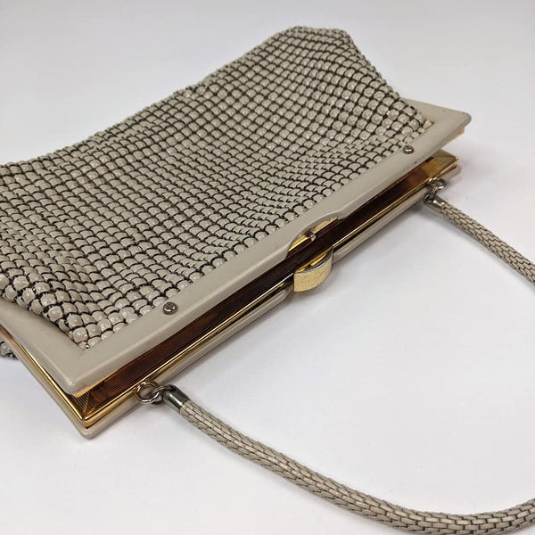 Vintage Genuine Glomesh Cream Brass Mesh Handbag