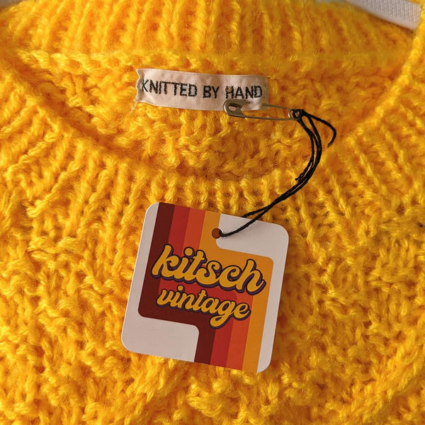 Vintage Yellow Handknit Sweater Vest