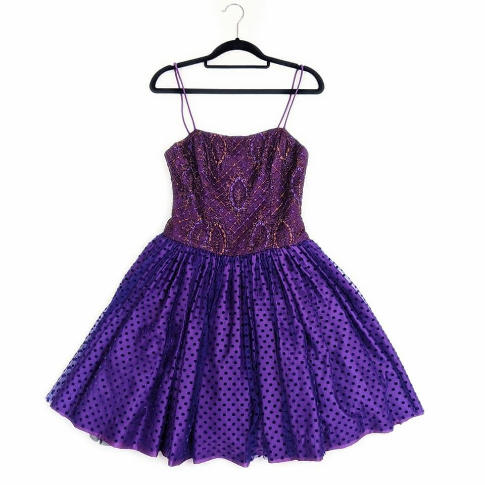 80's / 90's Vintage Purple Party Dress Kitsch Vintage