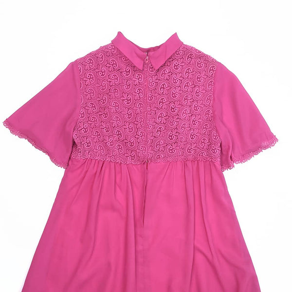 1960's Vintage Pink Chiffon Maxi Dress